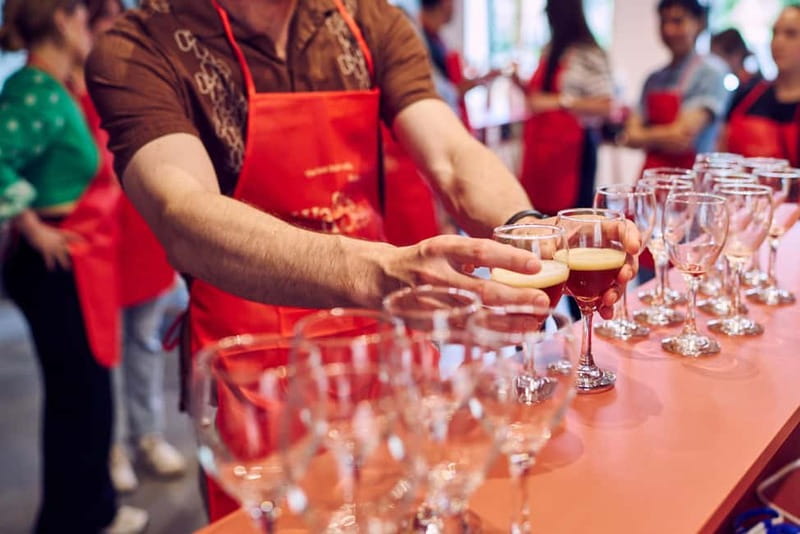 Ghent: Belgian Chocolate Making Workshop with Beer Tasting - Sharing a chocolatière with another person