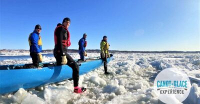 Quebec City: Ice Canoeing with Hot Chocolate & Sauna